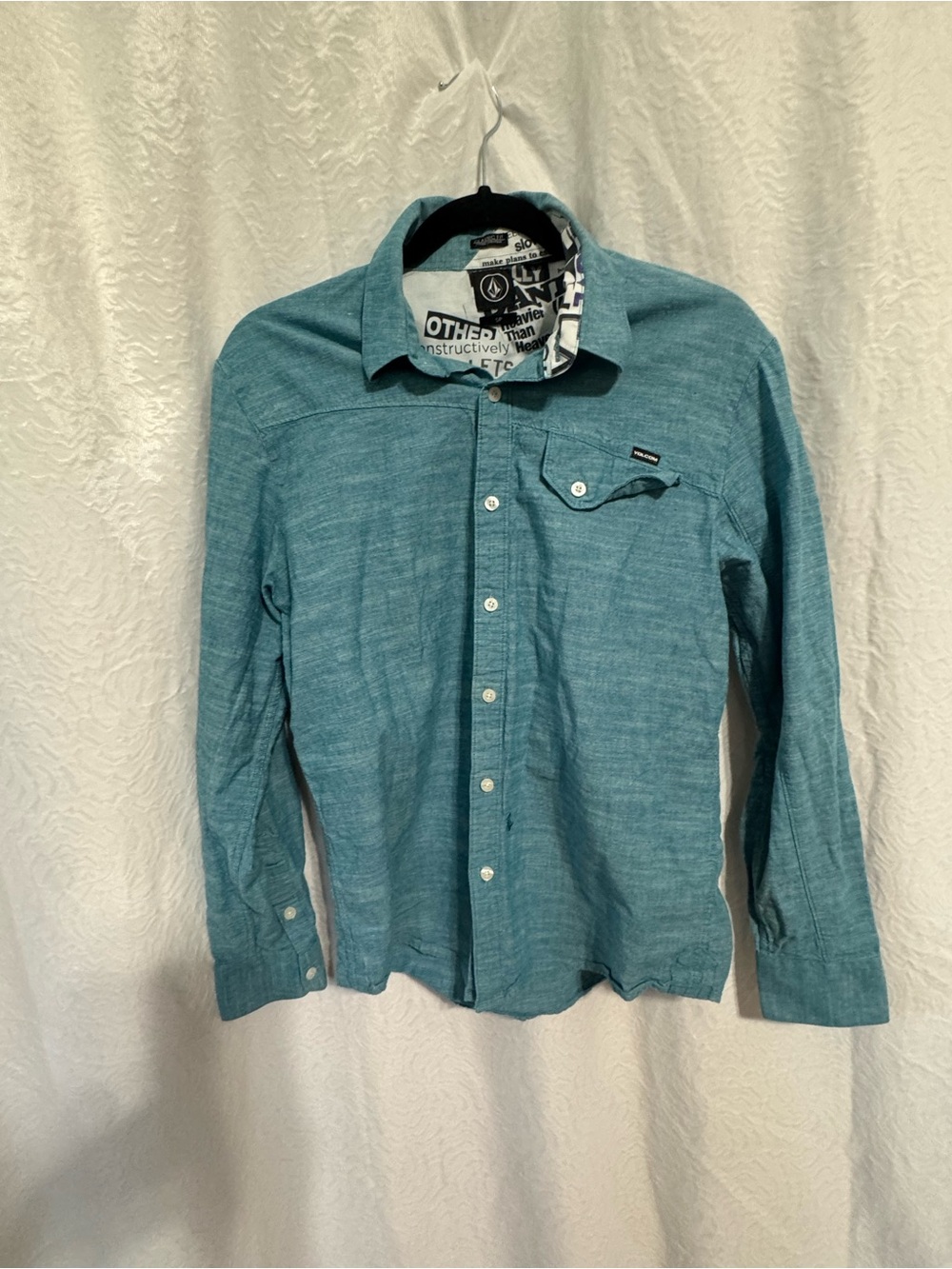 Volcom Men's Teal Button-Up Shirt